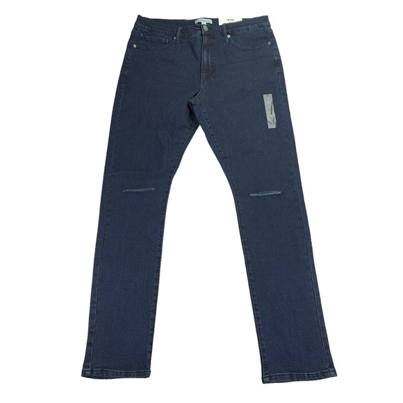 And Now This Mens Pearson Skinny Fit Stretch Destroyed Jeans Dark Blue 34 - Picture 1 of 5